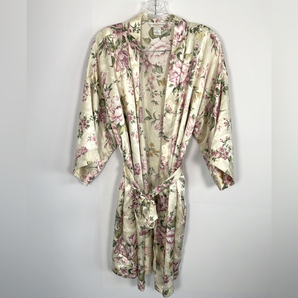 Private Luxuries Cream Purple Floral Elegant Sleepwear Robe Size 1X